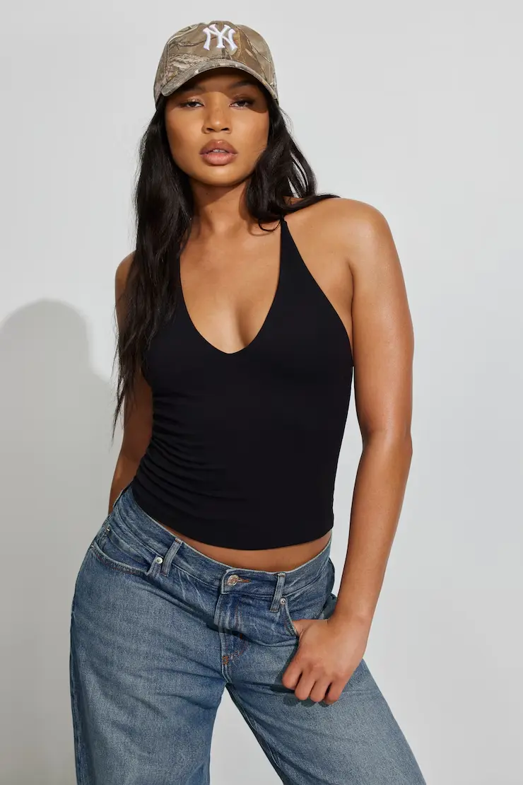 Sleek Plunge Adjustable Halter Top
