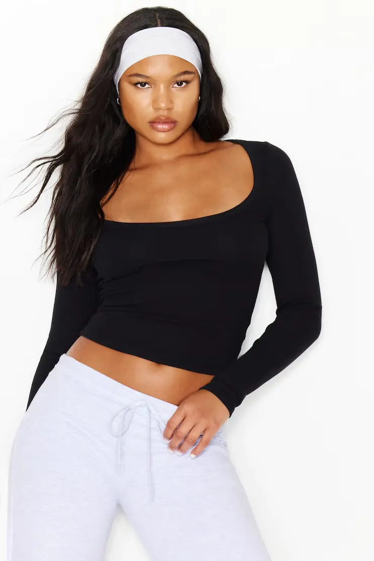 Snatchrib Scoop Neck Longsleeve Top