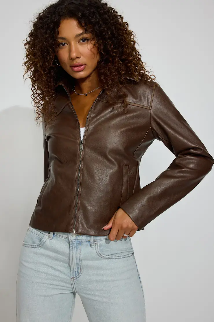 Faux Leather Worker Jacket - Image 4