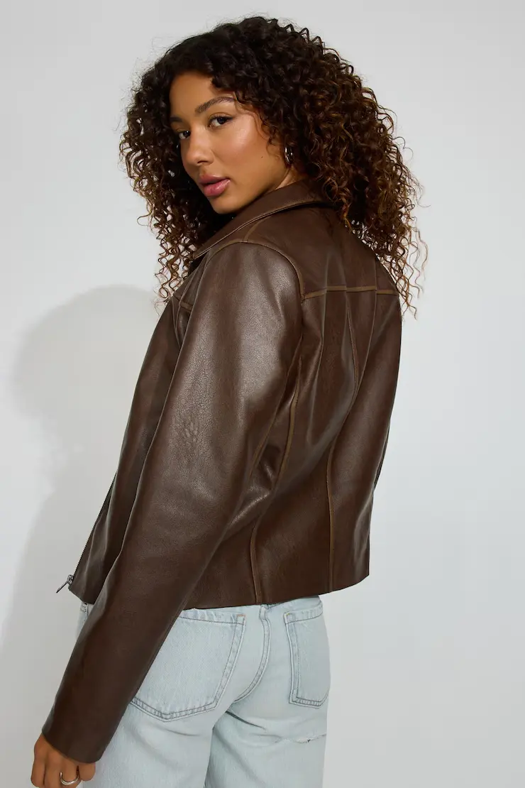 Faux Leather Worker Jacket - Image 5