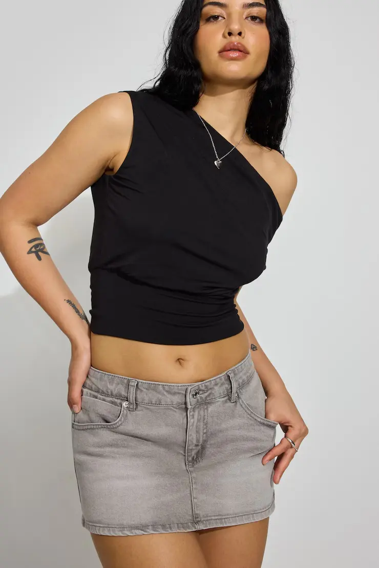 Denim Micro Skort - Image 3