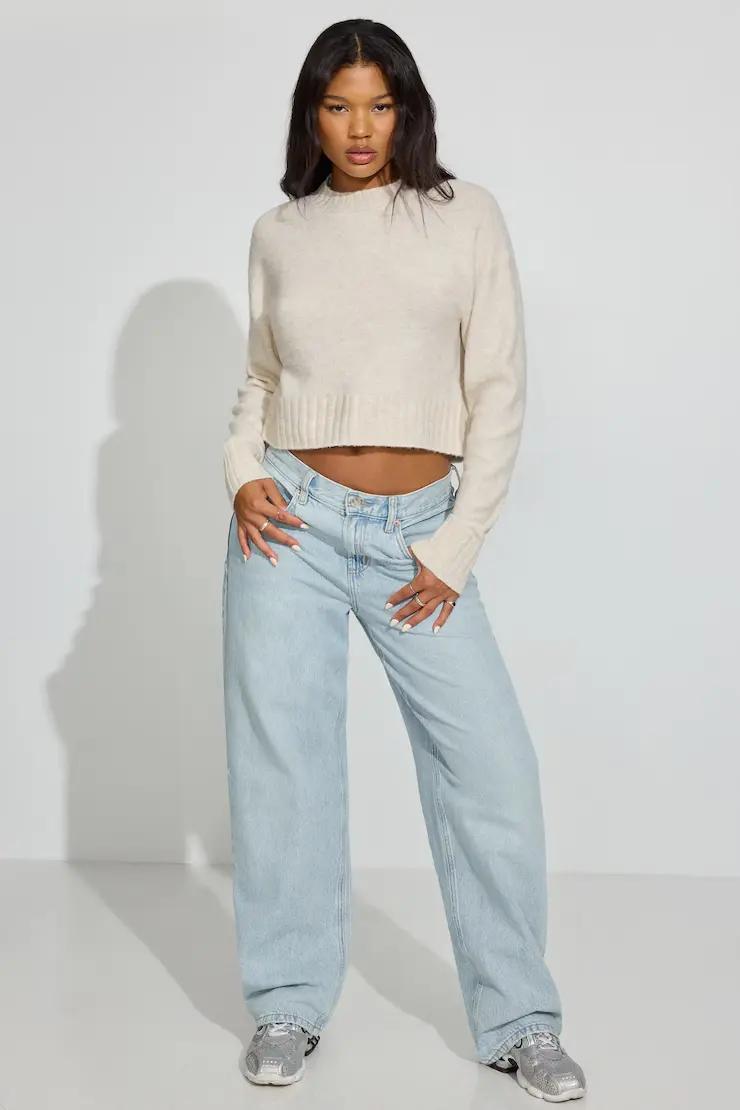 Long Sleeve Spongy Crewneck Sweater - Image 2