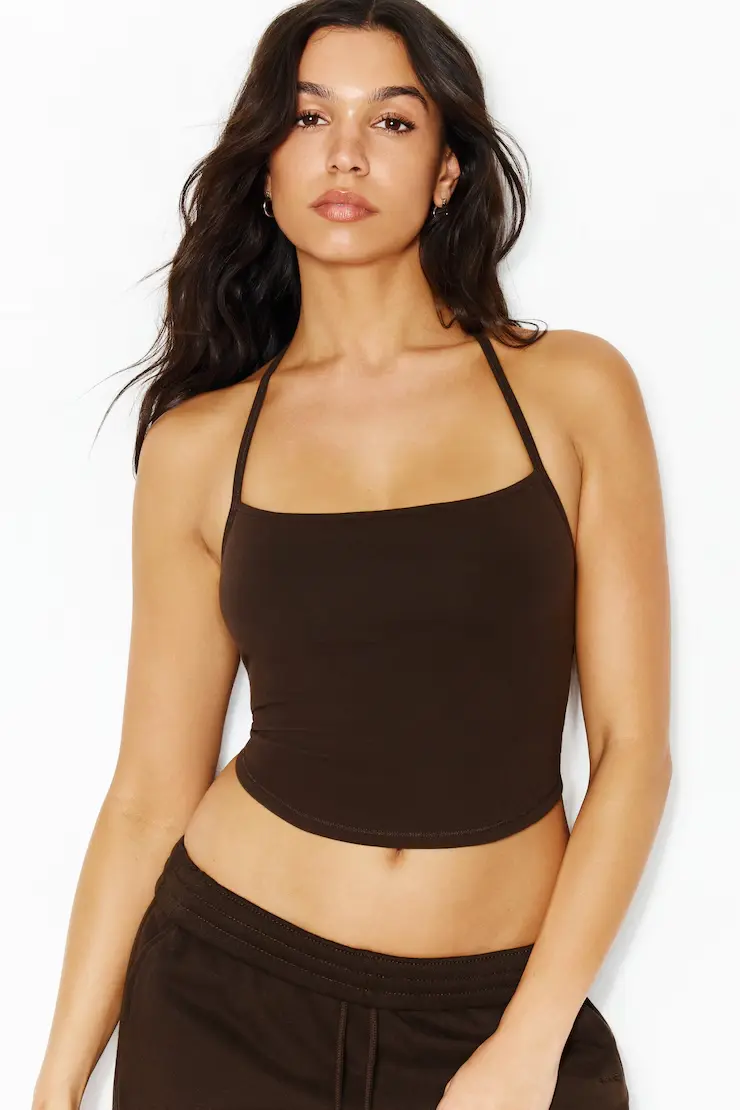 Stretchterry Open Back Halter Top
