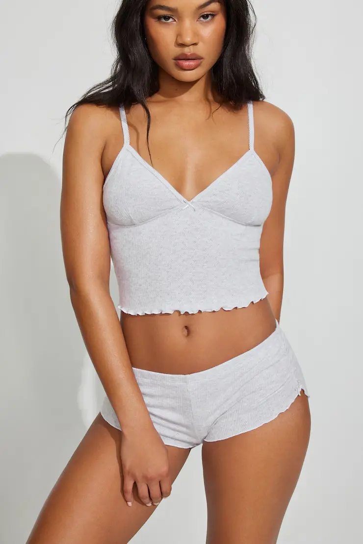 Pointelle Ruched Tiny Shorts - Image 2