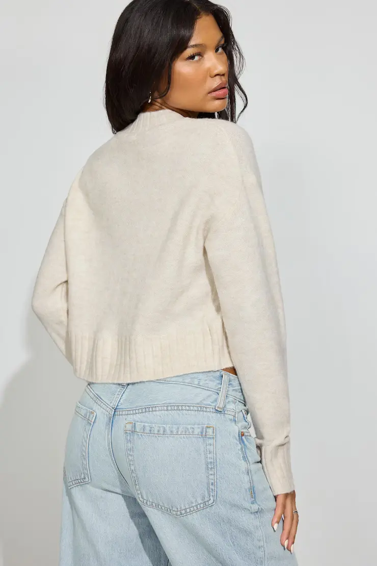 Long Sleeve Spongy Crewneck Sweater - Image 3