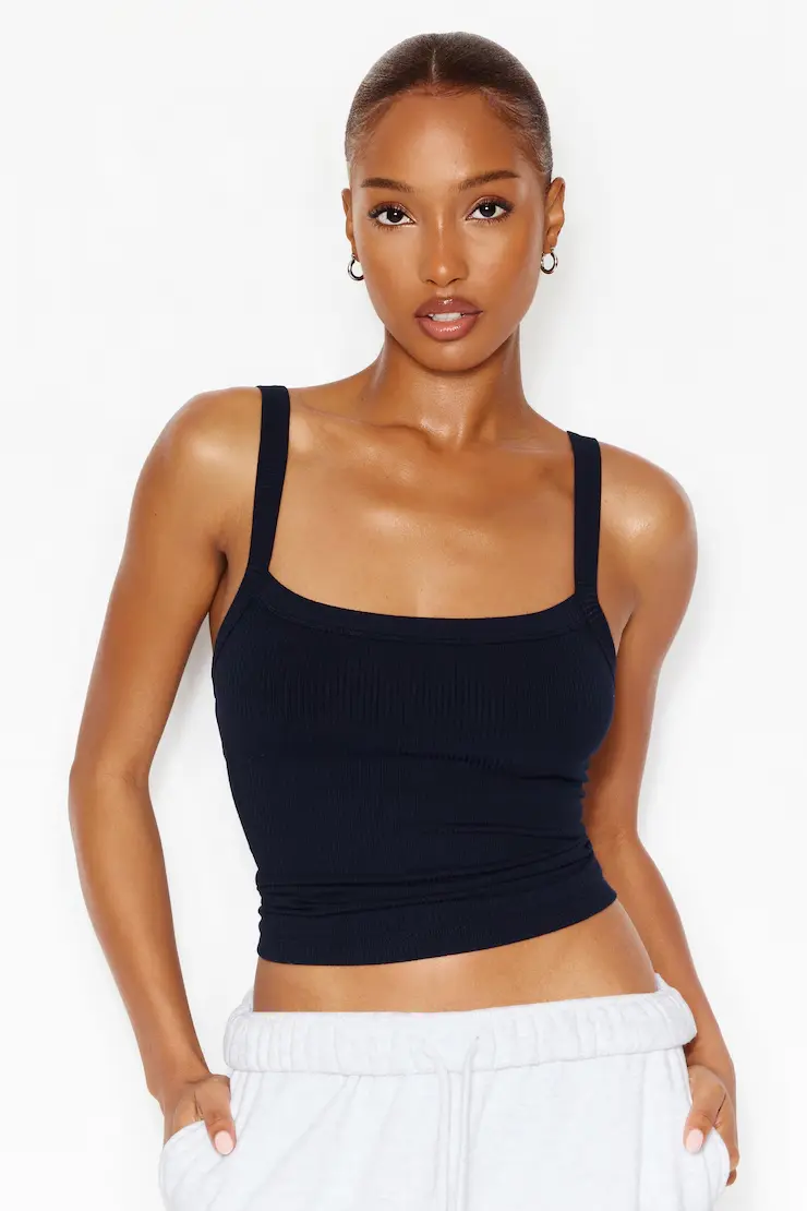 Open Neck Ribbed Cami Top