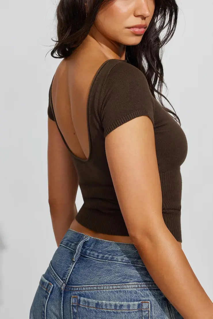 Short Sleeve Boat Neck Top - Image 3