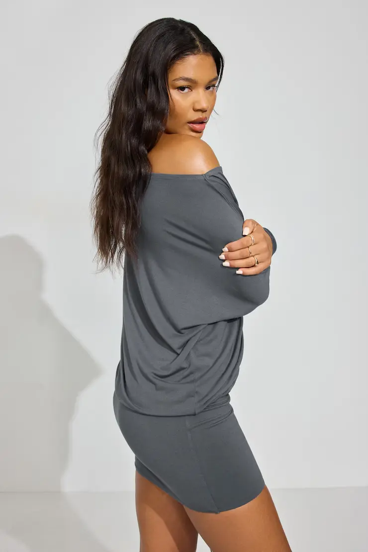 Long Sleeve Banded Bottom Dress - Image 2